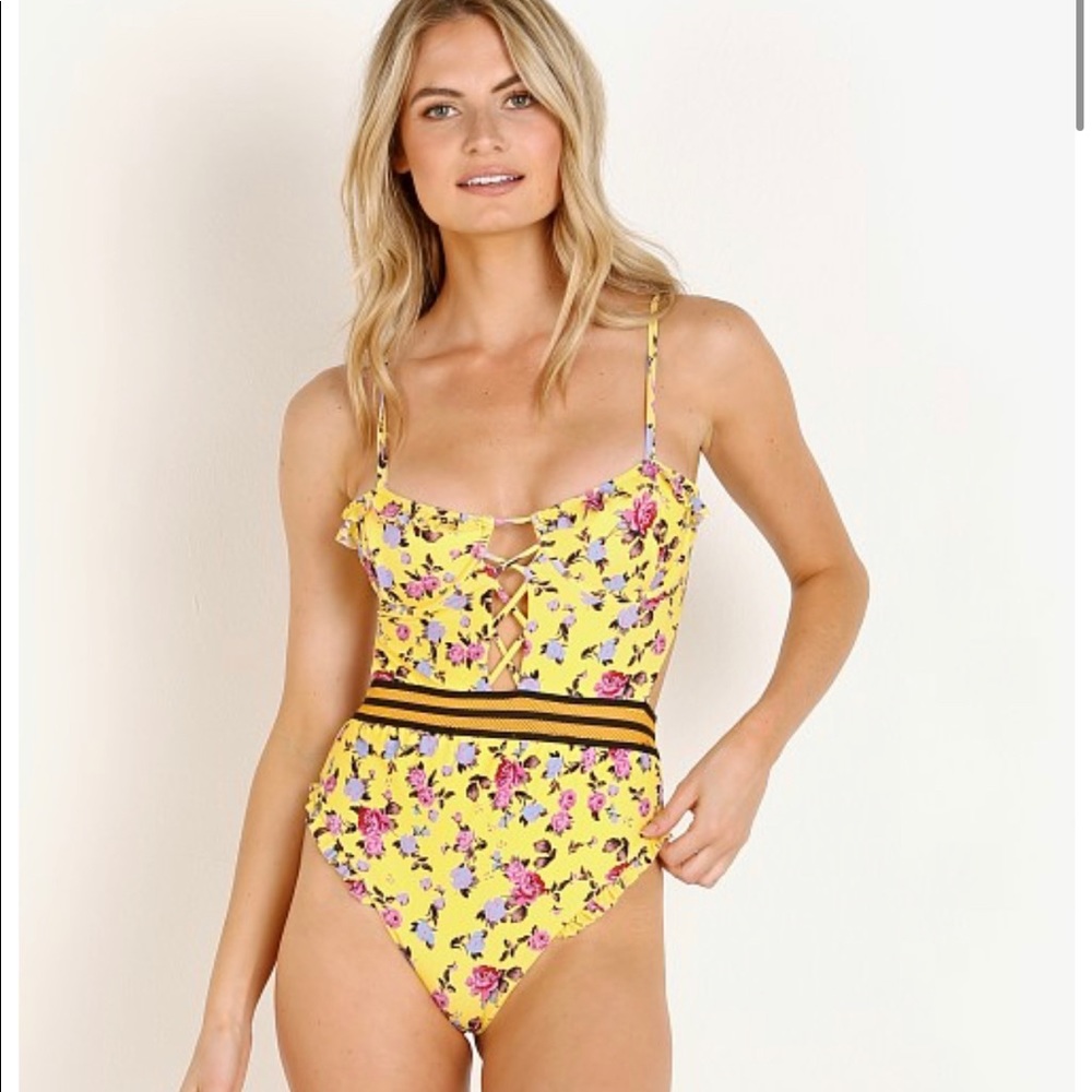 NWT For Love & Lemons Paulina Laced One Piece M